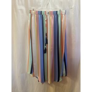 Skies Are Blue Multicolor Striped Midi Skirt